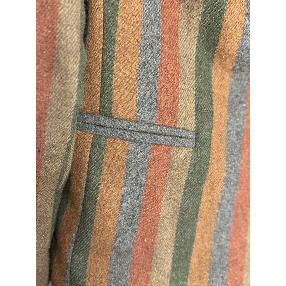 Vintage Coatree Wool Blazer Size Missing Herringbone Stripe Green Gray Brown - Picture 7 of 16